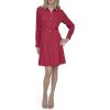 Women's Long Sleeve Collared Neck Button Front Mini Dress with Pockets