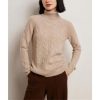 Women's Turtleneck Cable Knit 100 Percent Cashmere Pullover Fall Winter Thick Warm Classic