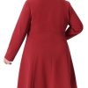 Plus Size Winter Coats for Women Notch Lapel Double Breasted with Pockets A Line Elegant Trench Pea Coats