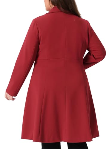 Plus Size Winter Coats for Women Notch Lapel Double Breasted with Pockets A Line Elegant Trench Pea Coats