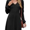 Fall Dresses for Women 2025 Knit V Neck Long Sleeve Sweater Dress A Line Casual Outfits