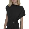 Women's Short Sleeve Buckle Mini Tunic Dress