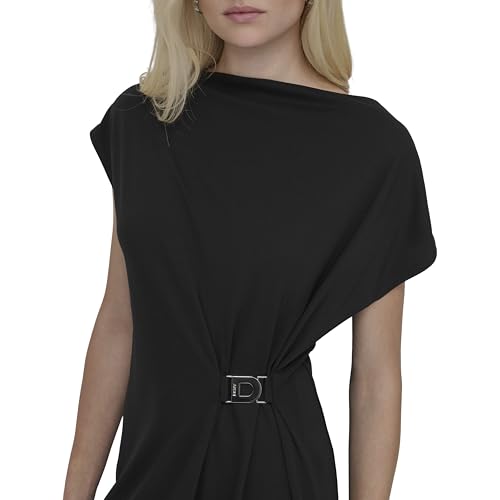Women's Short Sleeve Buckle Mini Tunic Dress