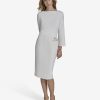 Womens Long Sleeve Boat Neck Midi Dress