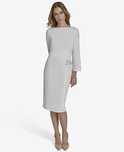 Womens Long Sleeve Boat Neck Midi Dress