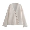 Fall and Winter Europe and The United States Women's V-Neck Lazy Loose Knit Jacket