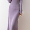 Women's Wool Knitted Cheongsam Chinese Style Long Sleeve Dress for Fall Winter