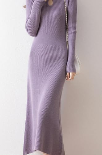 Women's Wool Knitted Cheongsam Chinese Style Long Sleeve Dress for Fall Winter