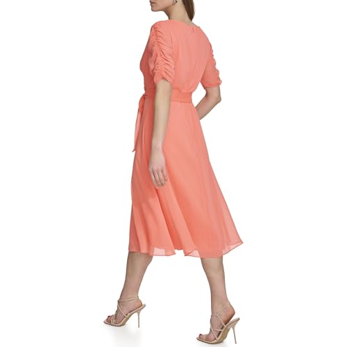 Womens 3/4 Sleeve Faux Wrap Dress