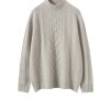 Women's Long Sleeve 100 Percent Cashmere Mock Neck Cable Knitting Pullover Fall Winter Thick Soft