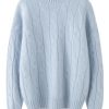 Women's Cable Knit 100 Percent Cashmere Mock Neck Pullover Casual Fall Winter Thick Soft Warm Sweater