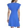 Women's Flutter Sleeve Scuba Crepe Jewel Neck Dress