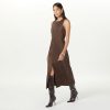Women's Mina Faux Suede Maxi Dress with Front Slit Detail
