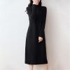 Women's Wool Half High Neck Seven Needle Double Strand Thickened Knitted Long Loose Fit Dress