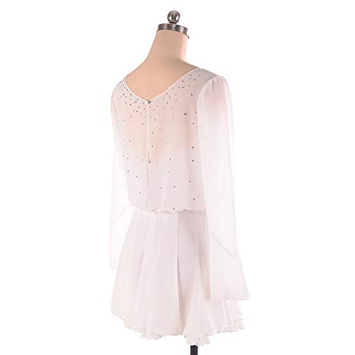 Ice Figure Skating Dress Girls Ladies Long Sleeved Beaded Roller Skating Skirts