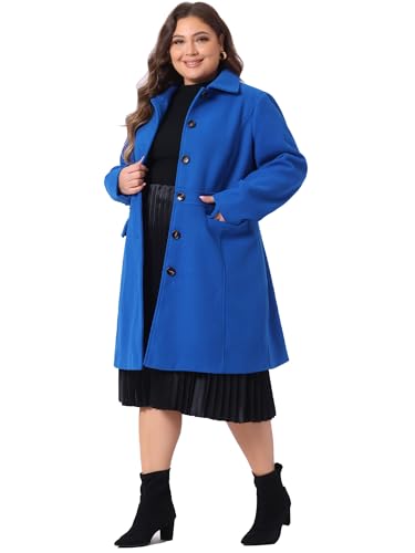 Plus Size Coat for Women Peter Pan Collar Single Breasted Winter Long Coats