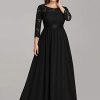 Women's A-Line 3/4 Long Sleeves Chiffon Floor Length Bridesmaid Gowns Plus Size Mother of The Bride Dresses