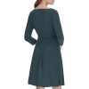 Women's Fit and Flare Jersey 3/4 Sleeve Round Neck Dress