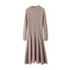 Women's Half-Mock Neck Slim-Fit A-Line Wool Knit Dress Perfect for Fall and Winter