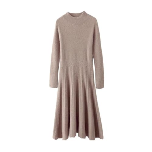 Women's Half-Mock Neck Slim-Fit A-Line Wool Knit Dress Perfect for Fall and Winter
