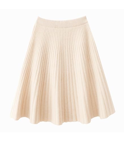 Short Skirt Women's Fall Winter 100% Wool Knitted Skirt Girl's Ribbed Elastic Waist Skirts