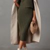 Women's Long Sleeve Sweater Dresses 2 Piece Outfits Sets Ribbed Knit Crop Tops and Tank Bodycon Midi Dress