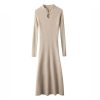 Women's Wool Knitted Cheongsam Chinese Style Long Sleeve Dress for Fall Winter