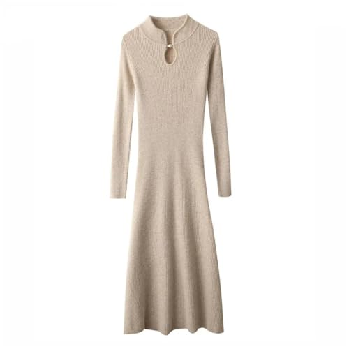 Women's Wool Knitted Cheongsam Chinese Style Long Sleeve Dress for Fall Winter