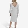 Womens Long Sleeve Boat Neck Midi Dress