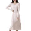 Women's Cashmere Knitted Dress Merino Wool Pullover Elegant Casual Long Dress for Fall Winter