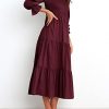 Women Casual Long Sleeve Crew Neck Fall Dress Bohemian Relaxed Fit Floral Flowy Maxi Dresses Tiered Cocktail Dress