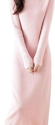 Women's Wool Sweater Dress Long Sleeve Slim Fit Casual Knit Dress for Fall Winter
