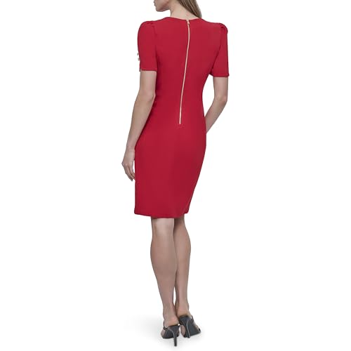 Women's Short Sleeve Jewel Neck Sheath Dress