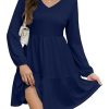 Dresses for Women Casual Long Sleeve V Neck Flowy Swing Tunic Dress Fall Outfits 2025