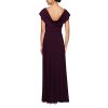 Womens Long Cowl Neckline Mother of The Bride Dress, Formal Event Gown (Petite and Regular Sizes)