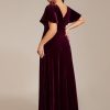 Women's Vintage Plus Size Ruffles Hemline Velvet Wedding Guest Dress 02041-DA