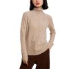 Women's Turtle Neck 100 Percent Cashmere Cable Knit Pullover Fall Winter Thick Warm Casual Style