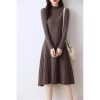 Women's Half-Mock Neck Slim-Fit A-Line Wool Knit Dress Perfect for Fall and Winter