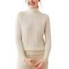 Women's High Collar 100 Percent Cashmere Cable Knit Turtleneck Sweater Fall Winter Pullover