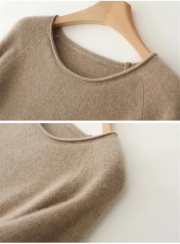 Women's Curled O Neck Wool Long Sleeve Temperament Commuting Knitted Dress for Fall Winter