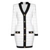 Women's Knit Shift Dress – V-Neck Slim Design, European Winter Minimalist