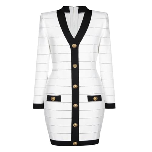 Women's Knit Shift Dress – V-Neck Slim Design, European Winter Minimalist