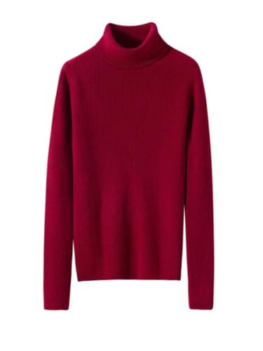 Women's Basic Long Sleeve 100 Percent Cashmere Turtleneck Pullover Fall Winter Thick Warm Sweater