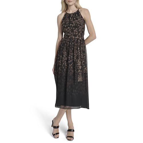 Womens Sleeveless Halter Midi Dress