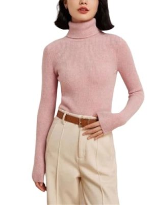 Women's Basic Long Sleeve 100 Percent Cashmere Turtleneck Pullover Fall Winter Thick Warm Sweater
