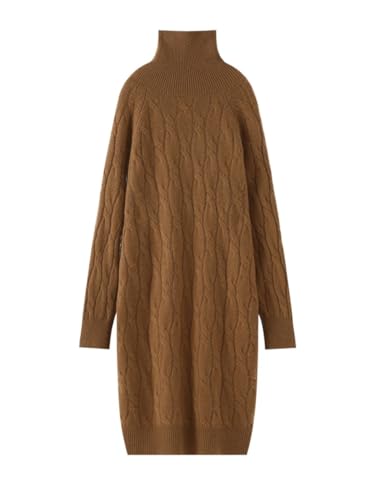 Women Wool Blend Sweater Dress Long Pullover Loose Turtle Neck Fall Winter Thick Knit Dress
