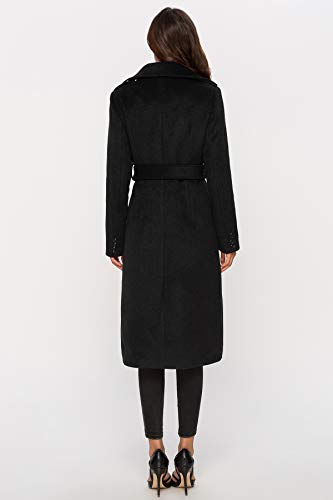 Womens Wool Coat Double Breasted Pea Coat Winter Long Trench Coat with Belt