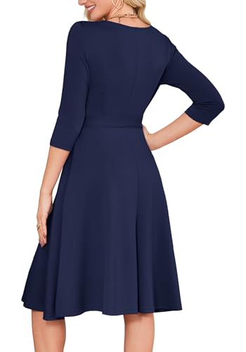Women's Cocktail Dresses 3/4 Sleeve Vintage Wedding Guest Dress (XS-3XL)