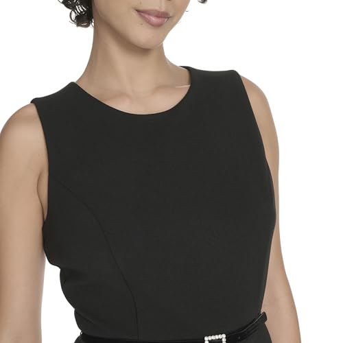 Women's Sleeveless Scuba Crepe Fit and Flare Midi Dress