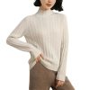 Women's Mock Neck Long Sleeve 100 Percent Cashmere Cable Knitting Pullover Fall Winter Thick Soft